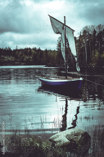 View above big beautiful lake, Ladoga, Kareliya photo