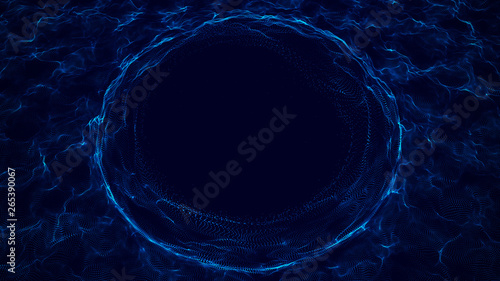 Space-time portal. Abstract grid wormhole. Futuristic 3d portal. Cosmic wormhole. Funnel-shaped tunnel. Spiral Technology. 3d rendering. © Vadym