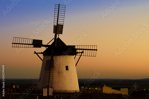 Windmill in Retz Austria during the sunset