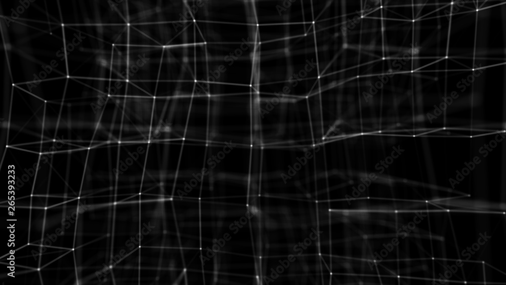 Obraz premium Blockchain technology concept. Big data visualization. 3D illustration. Distributed register technology