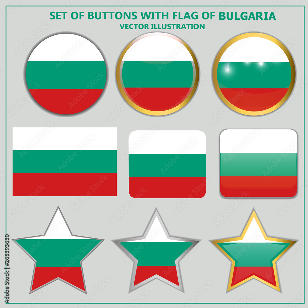 Bright buttons with flag of Bulgaria . Happy Bulgaria day background. Bright set with flag. Vector illustration with transparent background.