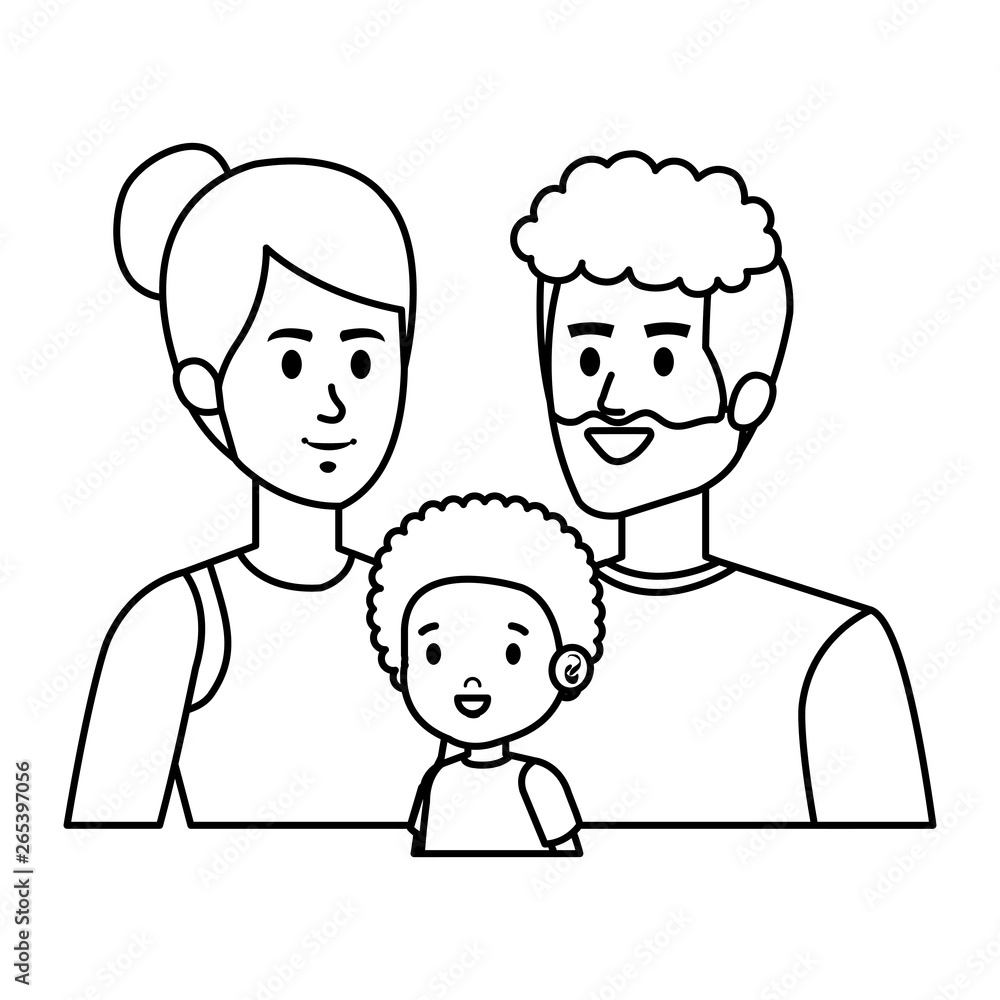 parents couple with son characters