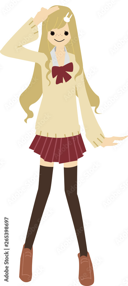 ポーズをとる女子高生 ポーズをとる女子高生