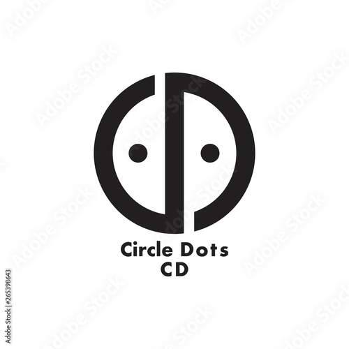 letter cd geometric circle line dots logo vector