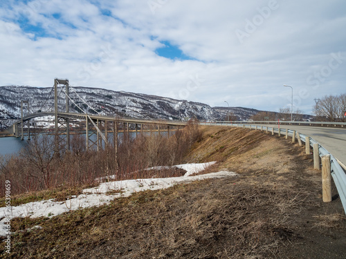 Suspension bridge in Lofoten, Norway