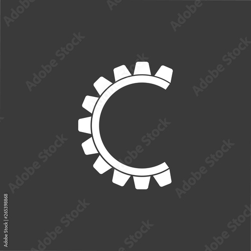 abstract letter c simple geometric cog machine logo vector