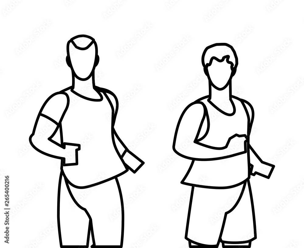athletic men running character athletic men running character