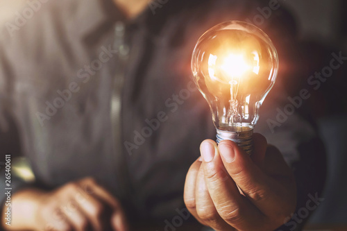 Fotografie, Obraz hand holding light bulb