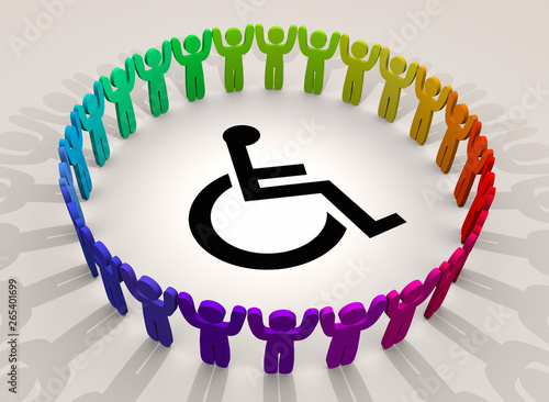 Wheelchair Disabled Person Symbol Disability People Support Group 3d Illustration photo