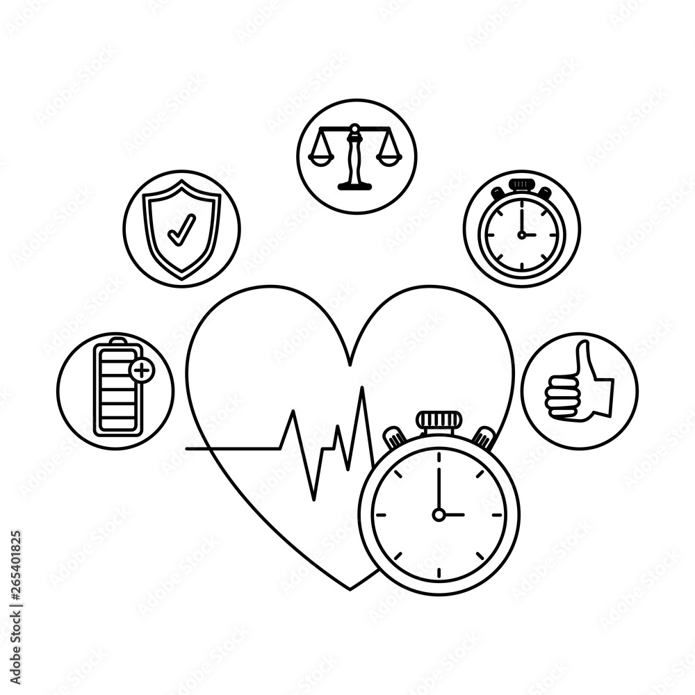 heart cardio with healthy icons heart cardio with healthy icons