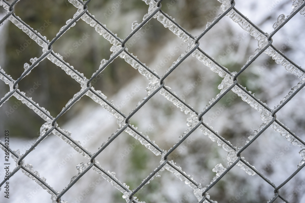Fototapeta premium Medium Shot of Ice on Chain Link