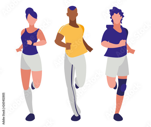 athletics group people running characters