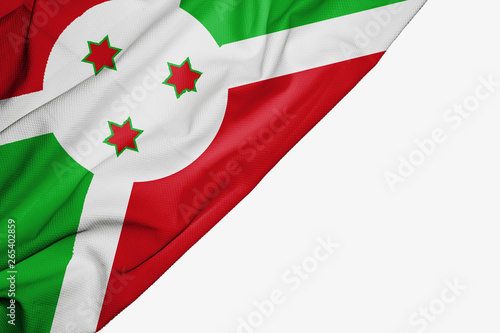 Burundi flag of fabric with copyspace for your text on white background.