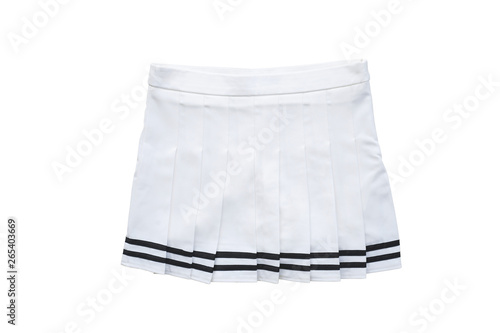 Short white tennis skirt isolated on white background.