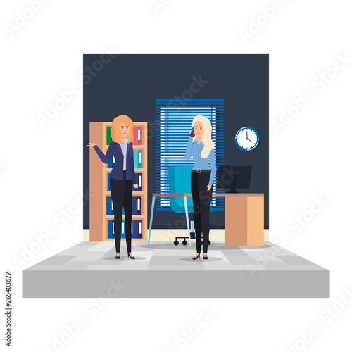 elegant businesswomen in the office scene