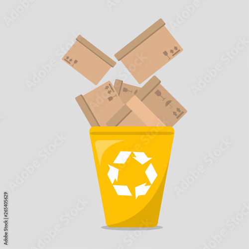paper garbage to the trash bin symbol vector illustration