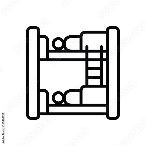Black line icon for hostel dormitory 