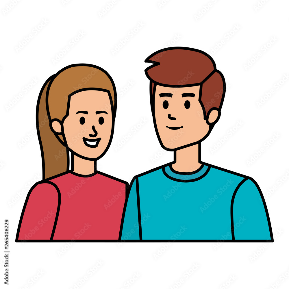 young couple avatars characters