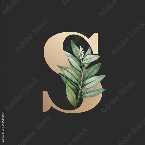 Botanical font letter S photo