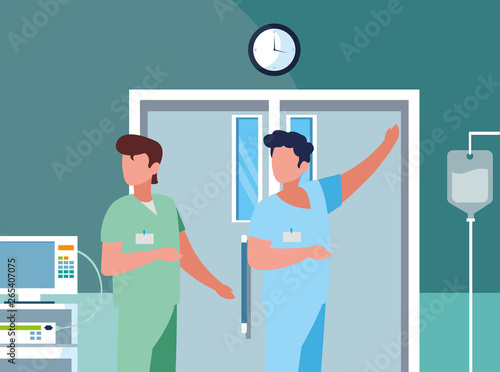 male medicine workers in operating theater