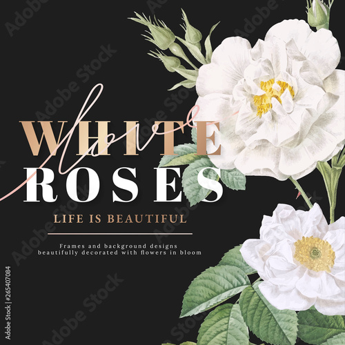 White roses inspirational card design