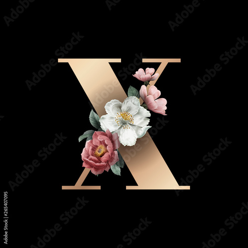 Floral letter X font
