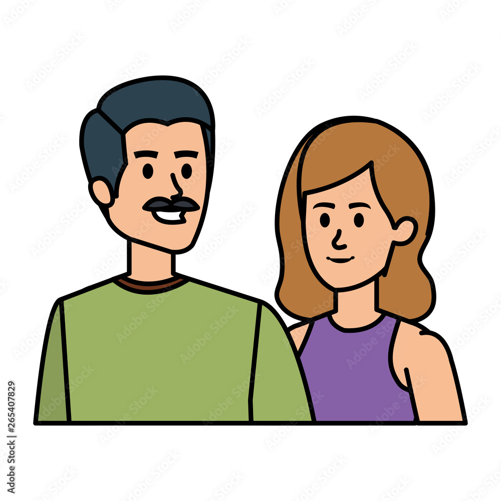 young couple avatars characters