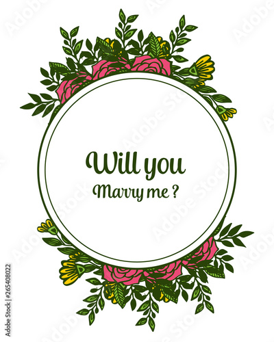 Vector illustration various of rose flower frames blooms for banner will you marry me © StockFloral
