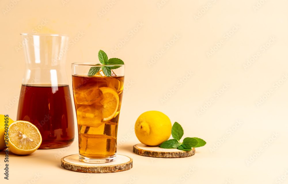 glass of ice lemon tea glass of ice lemon tea