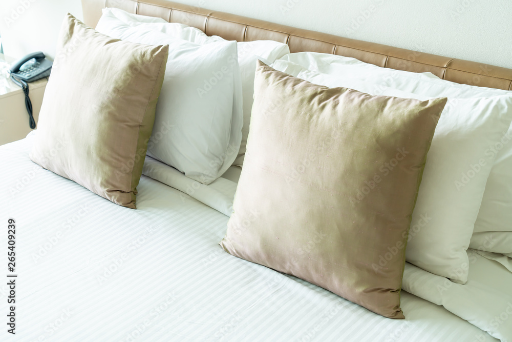 pillow on bed decoration in bedroom interior