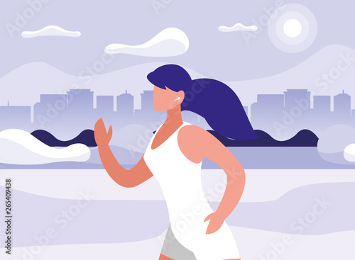 athletic woman running in the park