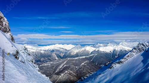 Aibga mountain peak covered by snow. Gorki Gorod ski resort. Sochi, Russia. © Viacheslav
