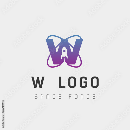 space force logo design w initial galaxy rocket vector in gradient background