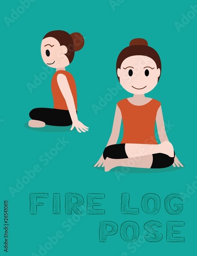 Yoga Fire Log Pose Cartoon Vector Illustration photo