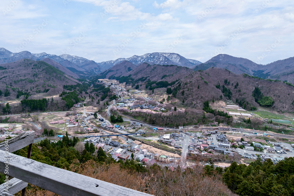 【山形山寺】山寺五大堂から見た春の景色