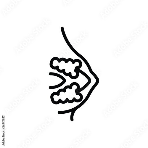 Black line icon for mammary gland