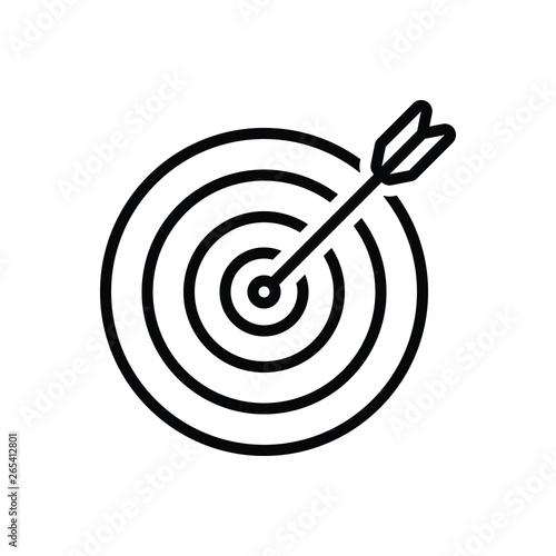 Black line icon for purpose objective 