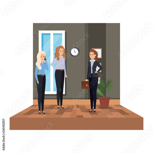 elegant businesswomen in the office scene