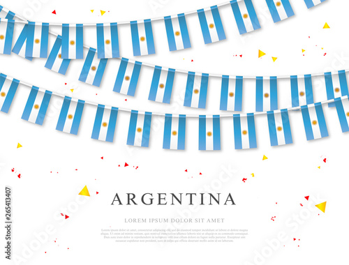Garland of argentinian flags. Argentine Independence Day.