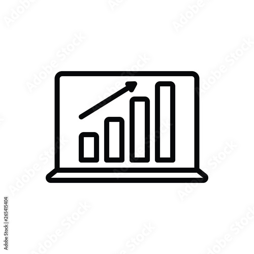 Black line icon for laptop profits graphics 