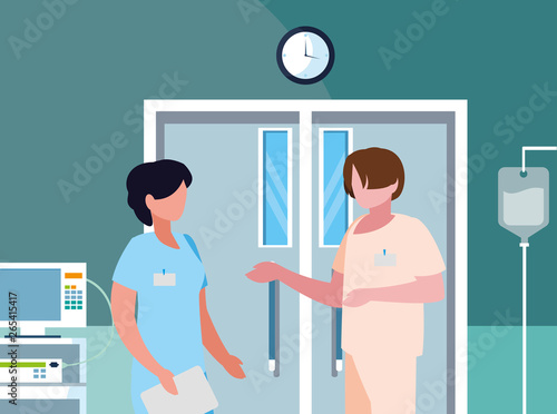 couple medicine workers in operating theater