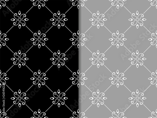 abstract floral seamless pattern with flowers, netting and leaves