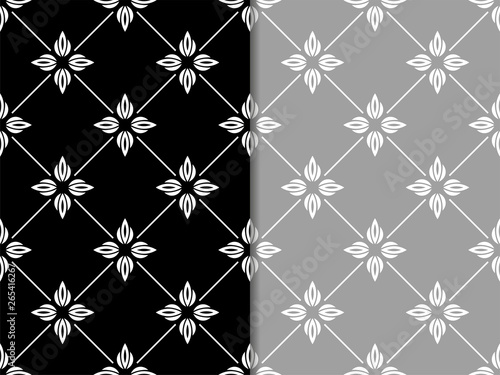 abstract floral seamless pattern with flowers, netting and leaves