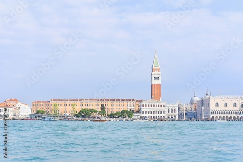 View of St. Mark's Campanile from Grand Canal in Venice, Italy