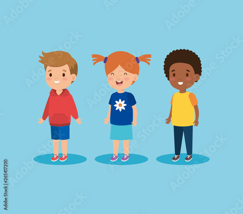pretty girl and boys children with hairstyle