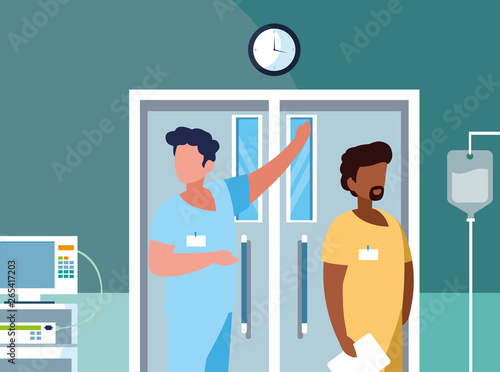 interracial male medicine workers in operating theater