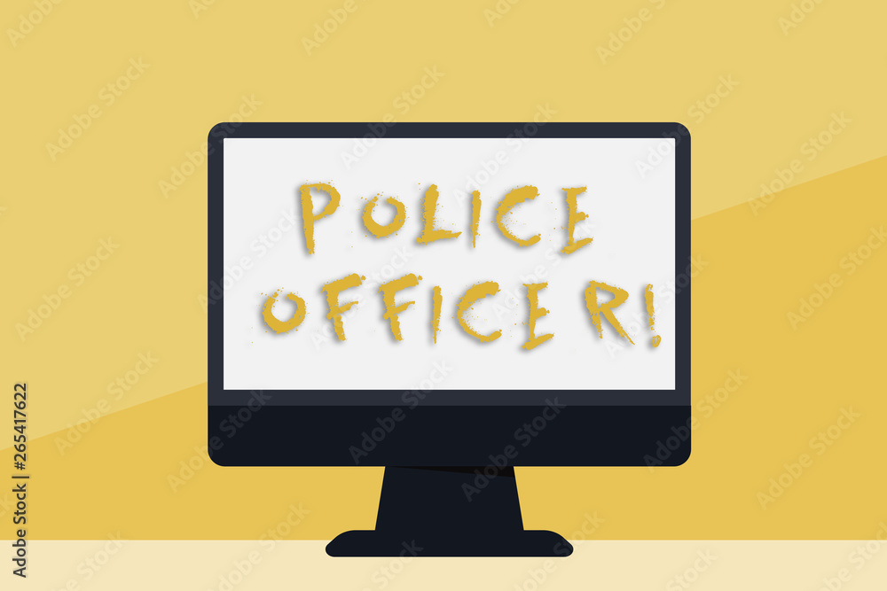 Word writing text Police Officer. Business photo showcasing a demonstrating who is an officer of the law enforcement team Blank Space Desktop Computer Colorful Monitor Screen Freestanding on Table Word writing text Police Officer. Business photo showcasing a demonstrating who is an officer of the law enforcement team Blank Space Desktop Computer Colorful Monitor Screen Freestanding on Table