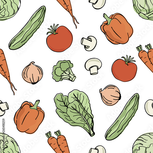 VEGETARIAN BACKGROUND Paleo Diet Natural Proper Nutrition Seamless Pattern Vector Illustration for Print Fabric and Digital Paper