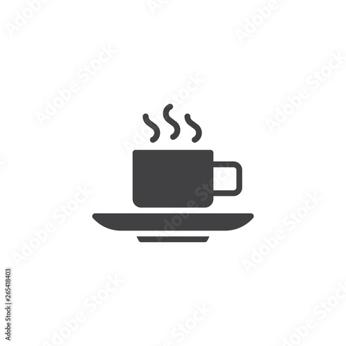 Hot coffee cup vector icon. filled flat sign for mobile concept and web design. Hot drink cup with steam glyph icon. Symbol  logo illustration. Pixel perfect vector graphics