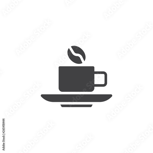 Coffee cup with coffee bean vector icon. filled flat sign for mobile concept and web design. Cup of coffee drink glyph icon. Symbol  logo illustration. Pixel perfect vector graphics